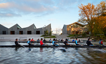 WMS Boathouse at Clark Park View from Chicago River, designed by Studio Gang