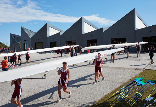 Eleanor Boathouse with Rowing Teams, designed by Studio Gang